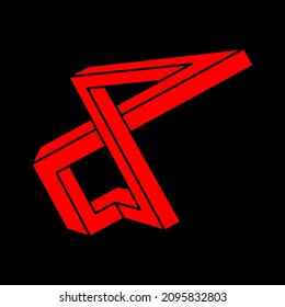 Formas de ilusión óptica imposibles. Objetos de arte óptico. Cifras imposibles. Logo moderno. Objeto geométrico irreal.