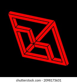 Impossible optical illusion shapes. Optical art objects. Impossible figures. Unreal geometric object. Logo.