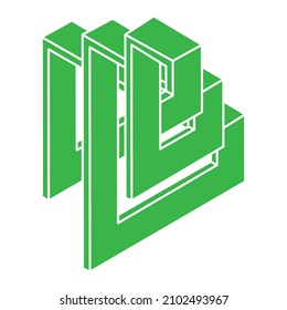 Impossible optical illusion shapes. Optical art object. Impossible figure. Escher style. Geometry logo.
