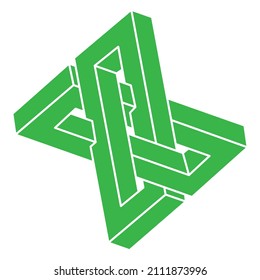 Formas de ilusión óptica imposibles. Objetos de arte óptico. Cifras imposibles. Objeto geométrico irreal. Logotipo.
