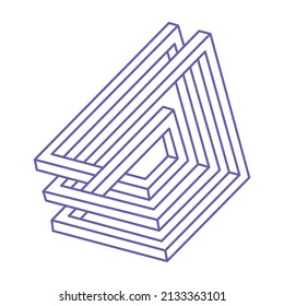 Impossible optical illusion shapes. Optical art object. Impossible figures. Unreal geometric logo.