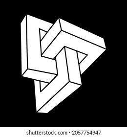 Formas de ilusión óptica imposibles. Estilo Escher. Objeto de arte óptico. Geometría sagrada. Cifras imposibles. Arte de línea.