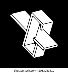 Impossible optical illusion shapes. Escher paradox. Optical art object. Impossible figures. Geometry.
