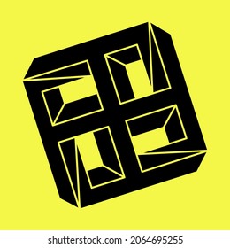 Impossible optical illusion shapes. Escher paradox. Optical art object. Impossible figure. Geometry.