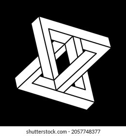 Impossible optical illusion shapes. Geometry. Escher paradox. Optical art object. Impossible figures. 