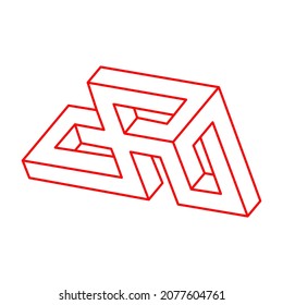 Impossible optical illusion shapes. Logo. Optical art. Impossible figure. Unreal geometric object. Line art.