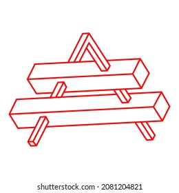 Impossible optical illusion shapes. Logo. Optical art object. Impossible figures. Line art. Unreal geometric objects.
