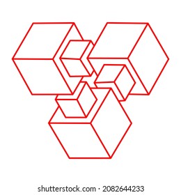Unmögliche optische Täuschungsformen. Logo. Optische Kunstobjekte. Unmögliche Zahlen. Heilige Geometrie.