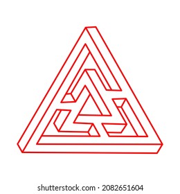 Impossible optical illusion shapes. Logo. Optical art objects. Impossible figure. Line art. Unreal geometric triangle.