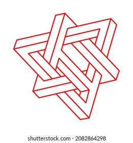 Formas de ilusión óptica imposibles. Logotipo. Objetos de arte óptico. Cifras imposibles. Estilo Escher. Geometría.