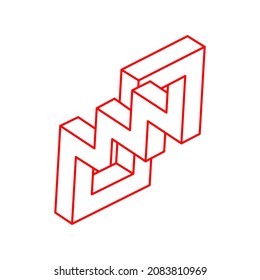 Impossible optical illusion shapes. Logo. Optical art objects. Impossible figures. Line art. Geometry.