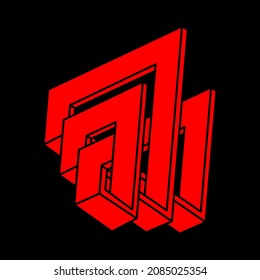 Unmögliche optische Täuschungsformen. Logo. Optische Kunstobjekte. Unmögliche Zahlen. Unreal geometrisches Objekt.