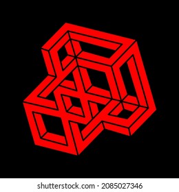 Impossible optical illusion shapes. Logo. Optical art object. Impossible figures. Unreal geometric object.