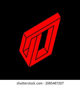 Impossible optical illusion shapes. Logo. Optical art object. Impossible figure. Unreal geometric objects.
