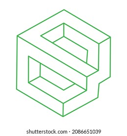 Impossible optical illusion shapes. Logo. Optical art objects. Impossible figures. Line art. Unreal geometry.