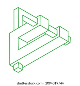 Impossible optical illusion shapes. Logo. Optical art objects. Impossible figures. Line art. Unreal geometric objects.