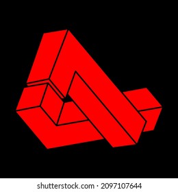 Impossible optical illusion shapes. Logo. Optical art objects. Impossible figures. Line art. Unreal geometric object.