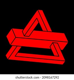 Impossible optical illusion shapes. Logo. Optical art objects. Impossible figures. Line art. Unreal geometric object.