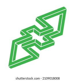 Formas de ilusión óptica imposibles. Logotipo. Objetos de arte óptico. Cifras imposibles. Arte de línea. Objeto geométrico irreal.