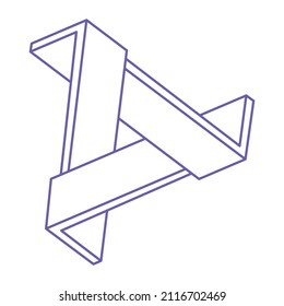 Impossible optical illusion shapes. Logo. Optical art object. Impossible figure. Line art triangle. Unreal geometric objects.