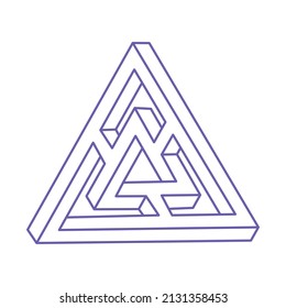 Impossible optical illusion shapes. Logo. Optical art objects. Impossible figure. Line art triangle. Unreal geometric object.