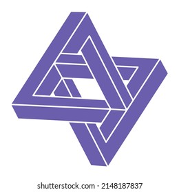 Impossible optical illusion shapes. Logo. Optical art object. Impossible figure. Line art. Unreal geometric objects.