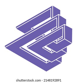 Impossible optical illusion shapes. Logo. Optical art object. Impossible figure. Line art. Unreal geometric objects.