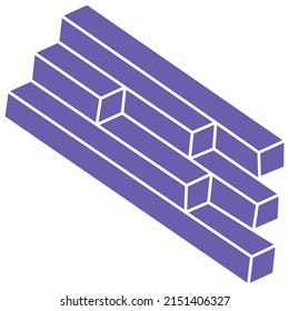 Impossible optical illusion shapes. Logo. Optical art object. Impossible figure. Line art. Unreal geometric objects.
