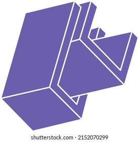 Impossible optical illusion shapes. Logo. Optical art object. Impossible figure. Line art. Unreal geometric objects.