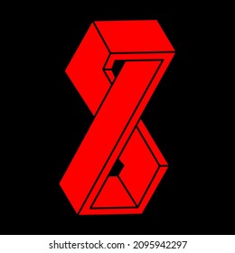 Impossible optical illusion shapes. Modern logo. Optical art objects. Impossible figures. Line art. Unreal geometric object.
