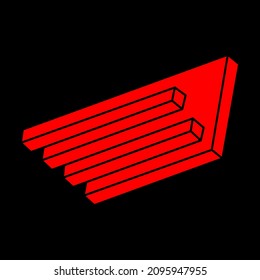 Formas de ilusión óptica imposibles. Logo moderno. Objetos de arte óptico. Cifras imposibles. Arte de línea. Objeto geométrico irreal.