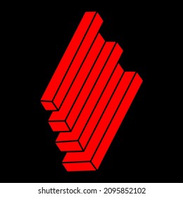 Impossible optical illusion shapes. Op art objects. Sacred geometry modern logo. Impossible figures. Line art.