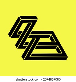 Impossible optical illusion shapes. Unreal geometric object. Optical art. Impossible figures.