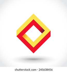 Impossible rectangle loop vector logo template. Corporate logotype