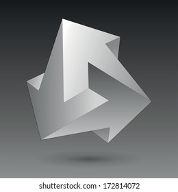 Impossible shape, 3 unreal arrows, abstract vector objects