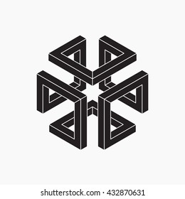 Impossible shape. Cube. Vector illustration. Line design. EPS 10 