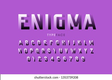 Impossible shape font design, alphabet letters and numbers vector illustration