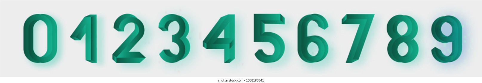 Impossible shape font. Memphis style numbers. Colored letters in the style of the 80s. Set of vector numbers constructed on the basis of the isometric view. Vector illustration 10 eps.