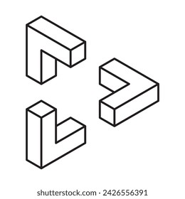 Impossible shape icon isolated on white background. Line art. Vector illustration.