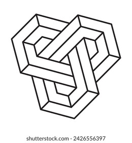Impossible shape icon isolated on white background. Line art. Vector illustration.