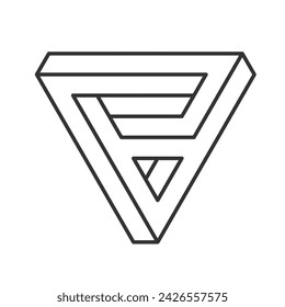 Impossible shape icon isolated on white background. Line art. Vector illustration.