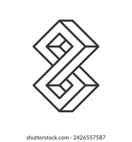 Impossible shape icon isolated on white background. Line art. Vector illustration.