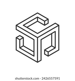 Icono de forma imposible aislado sobre fondo blanco. Ilustración vectorial.
