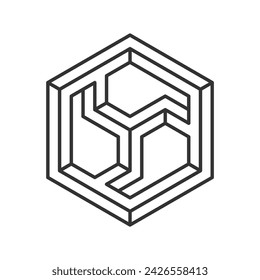 Impossible shape icon isolated on white background. Line art. Vector illustration.