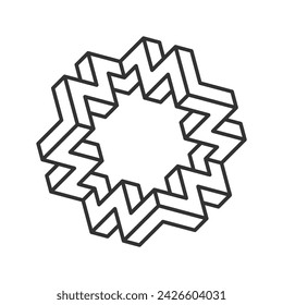Impossible shape icon isolated on white background. Line art. Vector illustration.