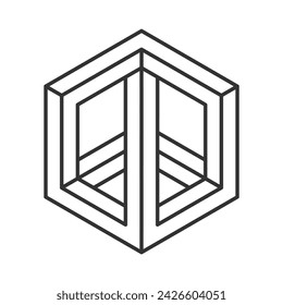 Impossible shape icon isolated on white background. Line art. Vector illustration.