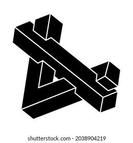 Impossible shape. Isolated on a white background. Vector illustration. Optical illusion object. Optical art. Unreal geometric figure.