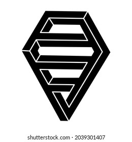 Impossible shape. Isolated on a white background. Vector illustration. Optical illusion object. Optical art. Sacred geometry figure.