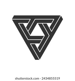 Impossible shape isolated on white background. Optical illusion. Vector illustration.