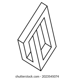 Impossible shape. Line design. Isolated on a white background. Optical illusion object. Op art.